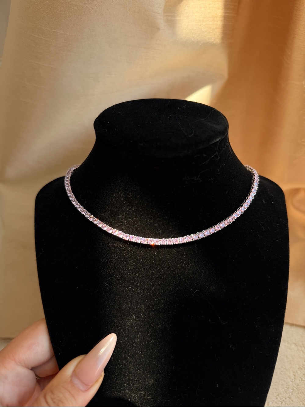 Pink Tennis Necklace